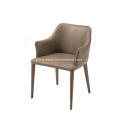 Dark khaki faux leather cotton linen chairs